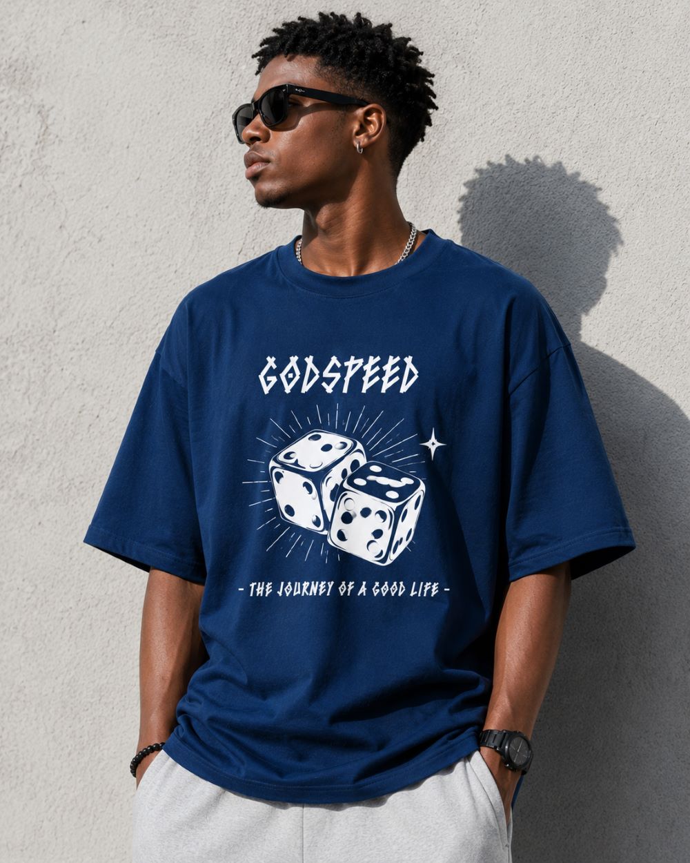 GODSPEED embroidered men's tee in blue